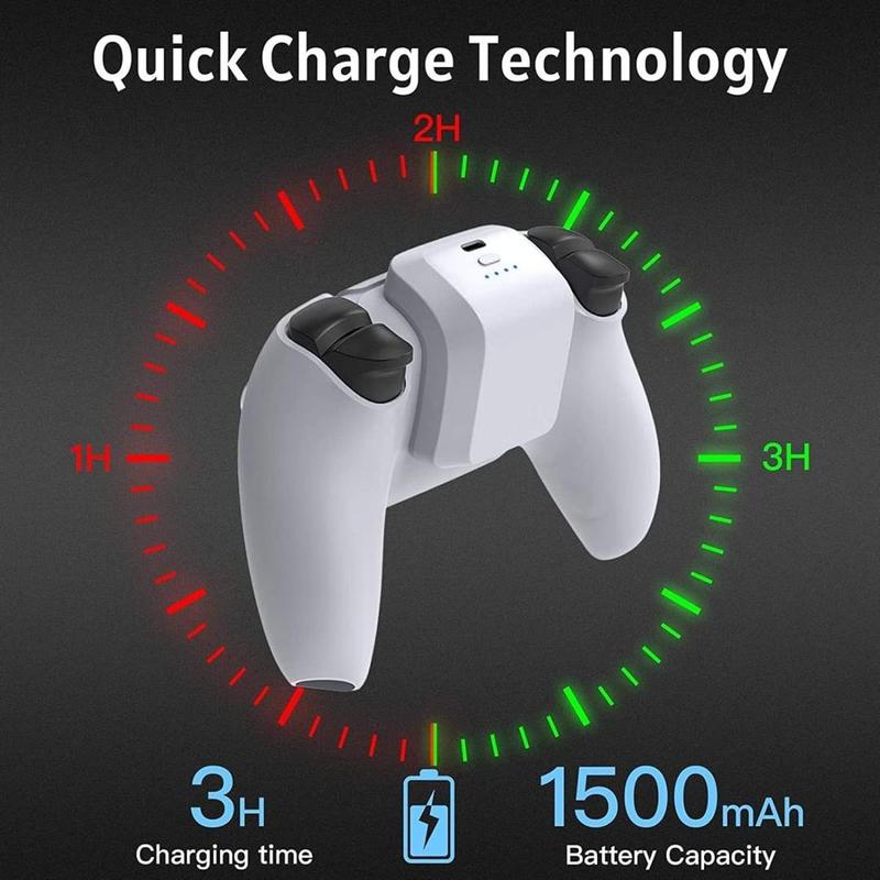 Rechargeable Battery Pack for PS5 Controller, 1500mAh Game Controller Charger, Console Charging Accessories for PS5 Controller Back Clip