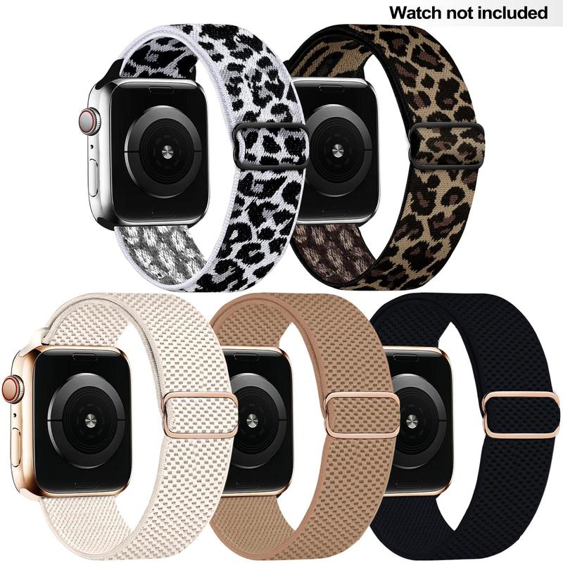 Fashion Pattern Buckle Elastic Soft Watch Band Kit (Only Band), Adjustable Stretchy Nylon Band Compatible with iWatch Series Ultra SE 9 8 7 6 5 4 3 2 1, Replacement Watch Band for Women & Men