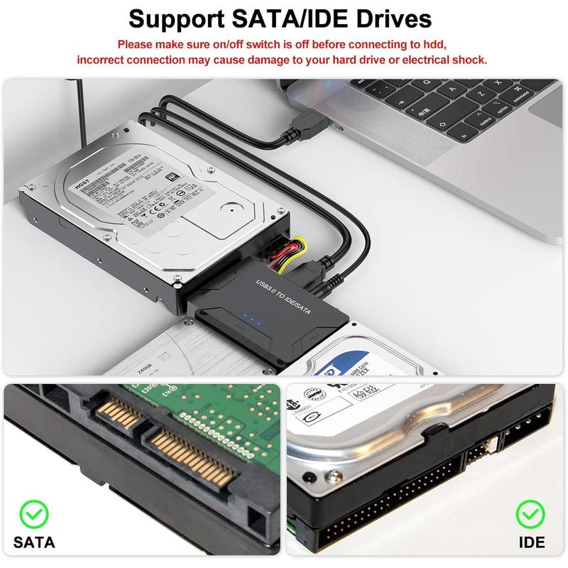 Hard Drive Reader IDE SATA to USB 3.0  USB + Type C External Hard Drive Data Ultra Recovery Converter Kit