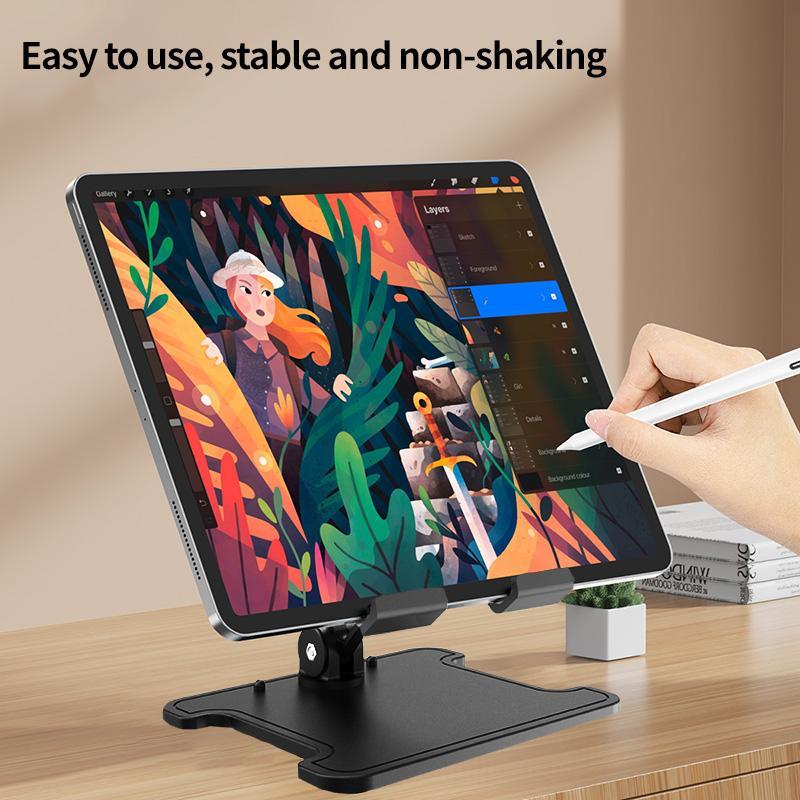 Desktop Tablet Stand, Adjustable in Height and Angle, Foldable Tablet Holder, Rugged and Stable, Tablet & Computer Accessories for Home & Office