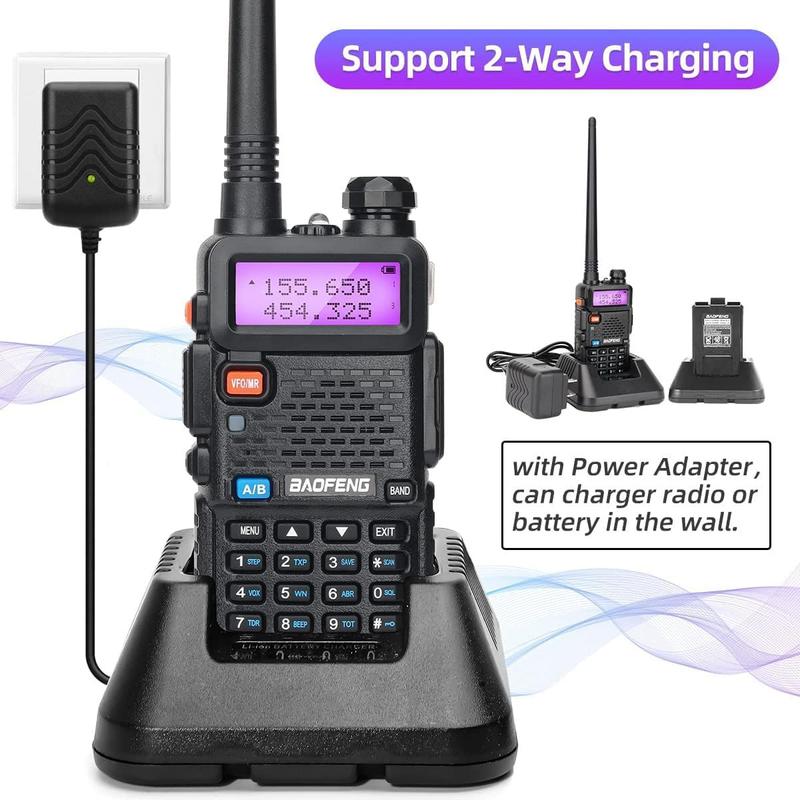 8W Ham Radio Long Range Dual Band Handheld Two Way Radio Walkie Talkies with 1800mAh Li-ion Battery and Earpiece for Hunting Survival Gear