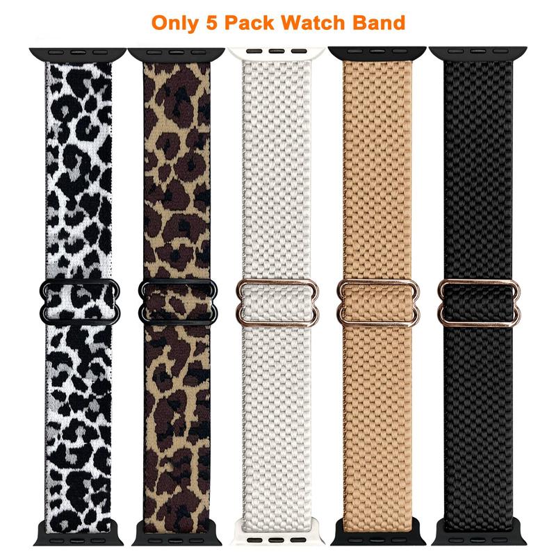 Fashion Pattern Buckle Elastic Soft Watch Band Kit (Only Band), Adjustable Stretchy Nylon Band Compatible with iWatch Series Ultra SE 9 8 7 6 5 4 3 2 1, Replacement Watch Band for Women & Men