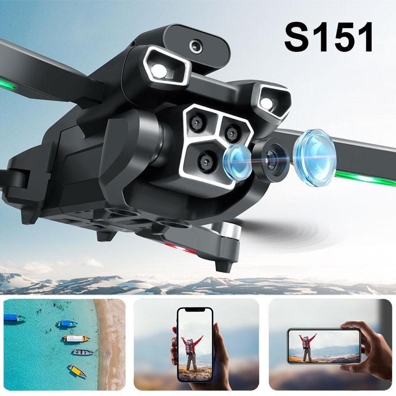 S151 Brushless Drone  8K FPV Camera Foldable Drone with Stable Altitude Hold,with Camera for Kids Adults, Gestures Selfie, Waypoint Fly, Auto-Follow, 3D Flip, One Key Start, 3 Speeds, 3 Batteries Accessories Folding drone