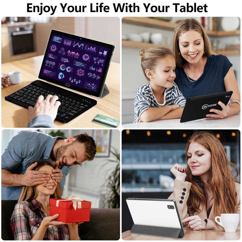 2024 Newest Android 13 Tablet, 2 in 1 Tablet 10.1 Inch, 4G Cellular Tablet with Keyboard, 64GB ROM + 4GB RAM, Octa-Core Processor, 2 Sim Slots, 13MP Camera, GPS WiFi Bluetooth Mouse Stylus(Black)