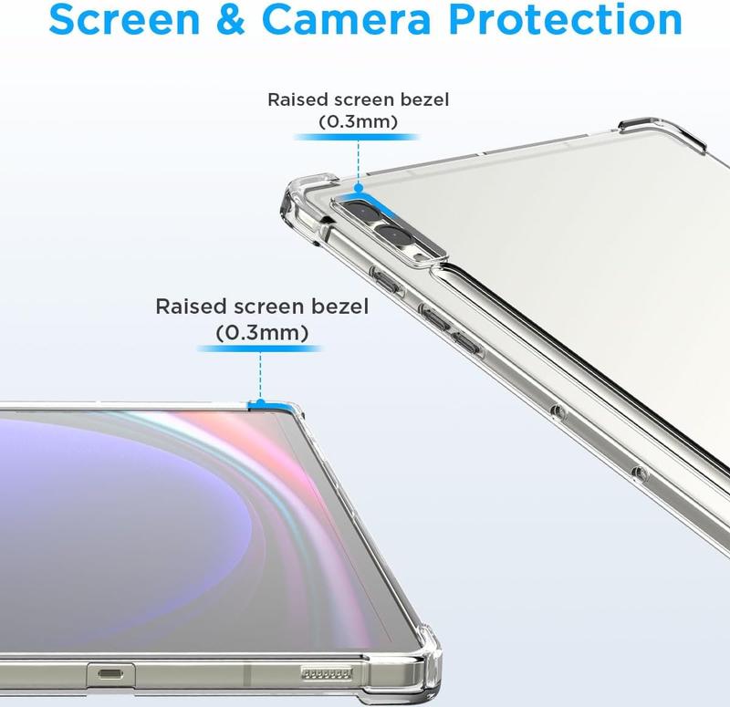 Clear Case for  Galaxy Tab S9 Plus 2023 [SM-X810 SM-X816B SM-X818U]-Shock Absorbing Flexible TPU Protective Transparent Slim Cover for Galaxy Tab S9 Plus 12.4 inch Tablet,Clear