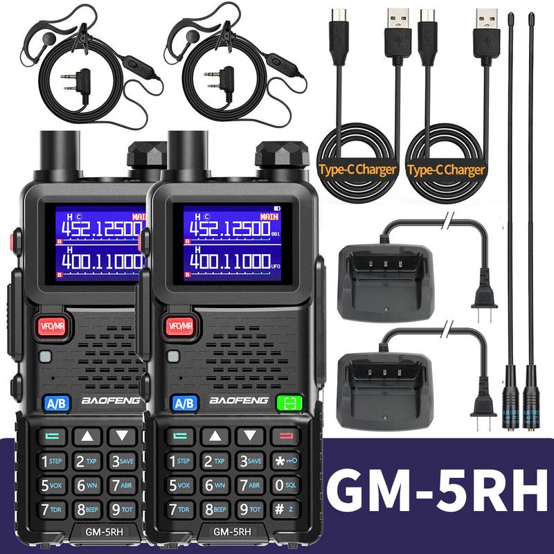 BAOFENG GMRS Portable 2 Way Radio 999 Channels Long Range Rechargeable Two Way Radio with NOAA Weather Receiving 2500mAh Battery USB-C Port,8