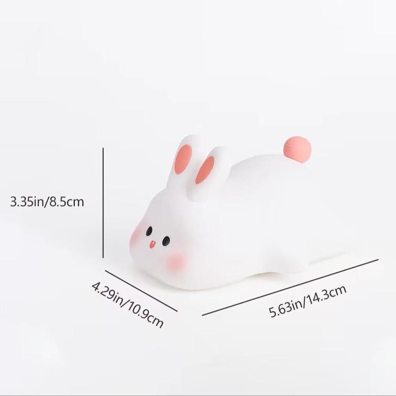 Easter Cute Rabbit Shaped Night Light, USB Rechargeable Cartoon Silicone Desk Lamp, Easter Essentials, Universal Lovely Night Light, LED Light For Kids Bedroom