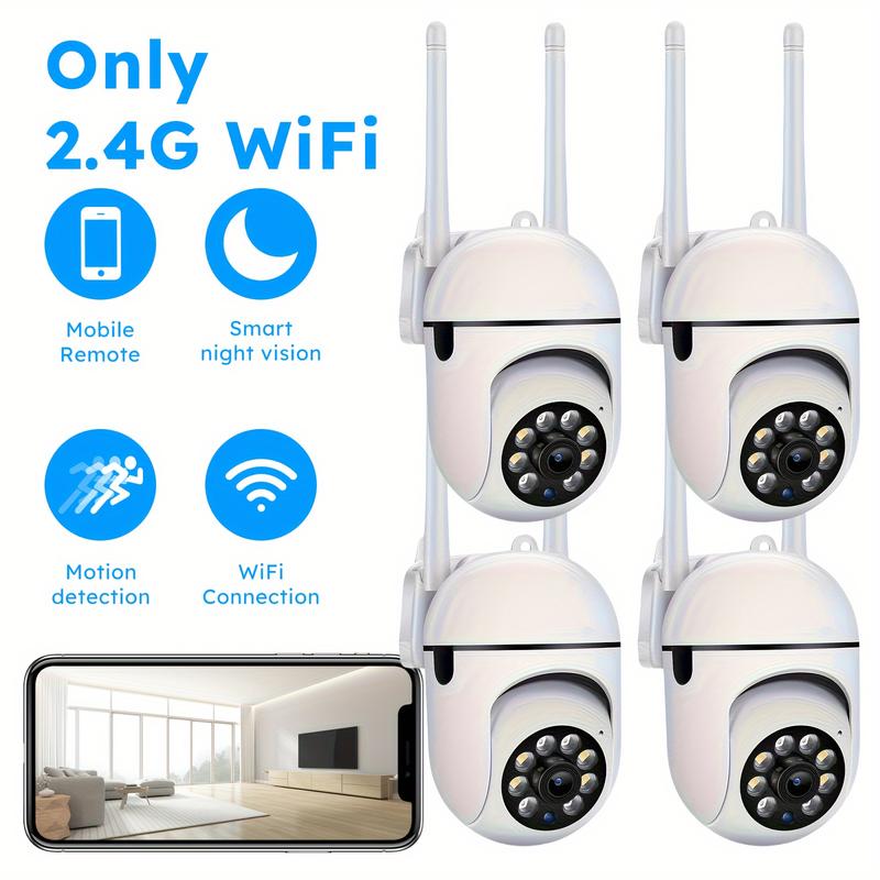 4PCS Wireless WiFi Security Camera, Ease Life APP, 1080P HD Indoor Outdoor, Color Night Vision, 2-Way Audio, 360 Pan Tilt Zoom, Motion Tracking & Detection For Home Security, Spotlight & Siren