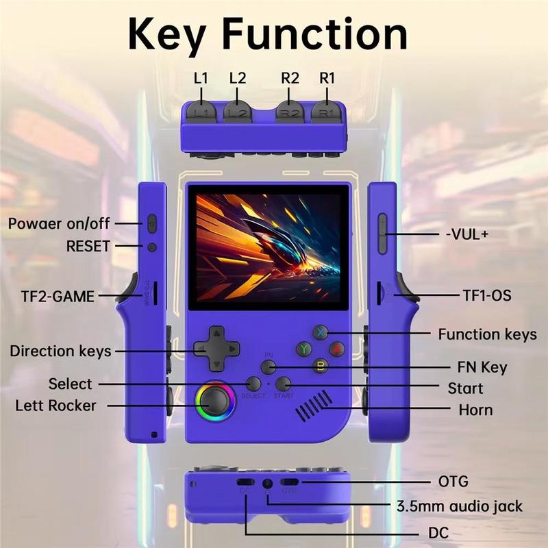 XGB36 Portable Retro Game Console with 3D Joystick, 3.5 Inch Open Source Linux System Handheld Game Console Built-in 45 Simulator for PSP PS1 SFC GBA