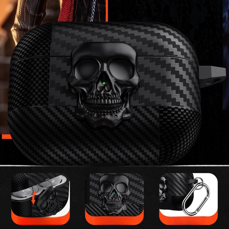 Lock buckle For Airpods 4th USB-C (2024) Coque originality Skull design Fiber pattern Anti fall protective cover For Airpods 4th