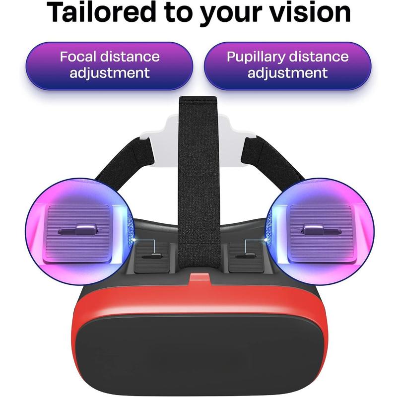 VR Headset Compatible with iPhone & Android - Universal Virtual Reality Goggles for Kids & Adults - Mobile Smartphone Wearable Games