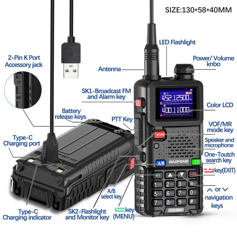 BAOFENG GMRS Portable 2 Way Radio 999 Channels Long Range Rechargeable Two Way Radio with NOAA Weather Receiving 2500mAh Battery USB-C Port,8