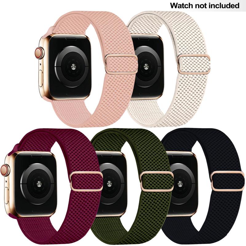 Fashion Pattern Buckle Elastic Soft Watch Band Kit (Only Band), Adjustable Stretchy Nylon Band Compatible with iWatch Series Ultra SE 9 8 7 6 5 4 3 2 1, Replacement Watch Band for Women & Men