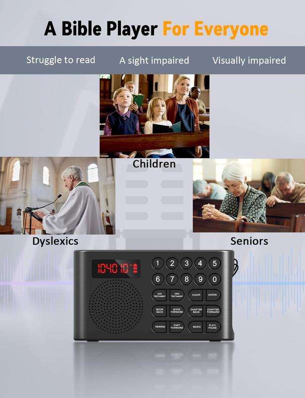 KJV Audio Bible Player, King James Version Electronic Bible, Electronic Holy Bible Audio Player for Seniors Elderly, Visually Impaired, Dyslexics, Non-Readers - KJV (King James Version)