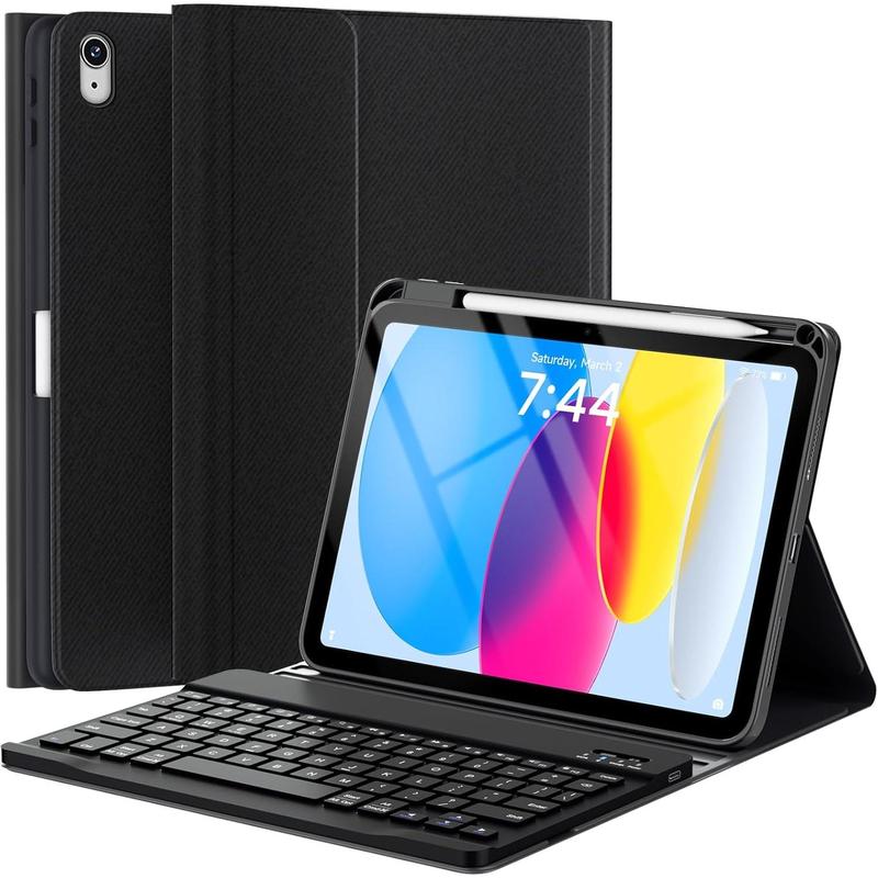 Keyboard Case for iPad 10th Generation 10.9 inch - Detachable   Folio iPad Keyboard Case with Pencil Holder for  iPad 10th Gen 2022 (Black)