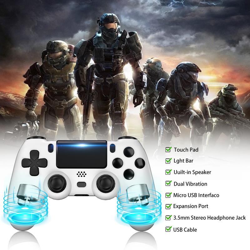 YUYIU Wireless new Controller Compatible With Ps4 Slim Pro Windows PC,With 3.5mm Audio Jack, Touch Pad, Six Axis Motion Control, Charging Cable