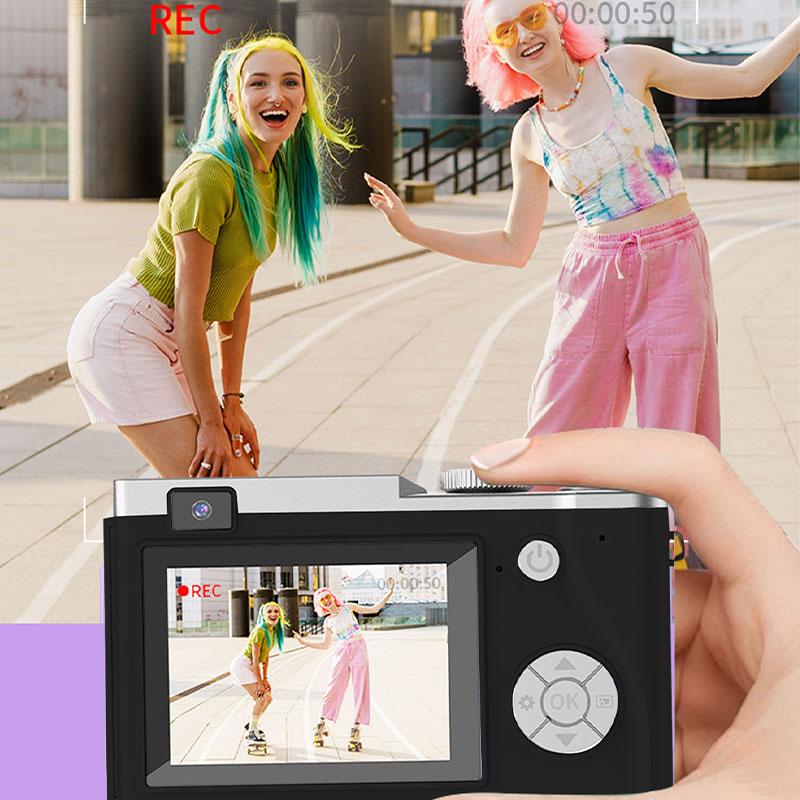 High-definition Retro-style CCD Vintage Digital Camera- Rechargeable Wireless Cheap Compact Camera- Dual Left and Right- Portable- Advanced Auto Focus