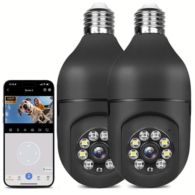 E27 Bulb Design Security Camera, 1080P Smart Home Monitoring Camera, Two-way Voice Intercom, Night-vision Motion-Tracking, Baby Pet Monitor, Men Gifts