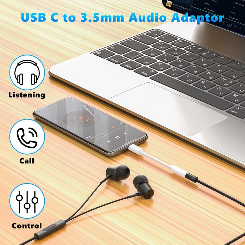 USB C to 3.5mm Audio Auxiliary Port Adapter, 1 Count Type-C to 3.5mm Headphone Car Line, Car Auxiliary Audio Headphone Jack Adapter for Type-C Port Phone