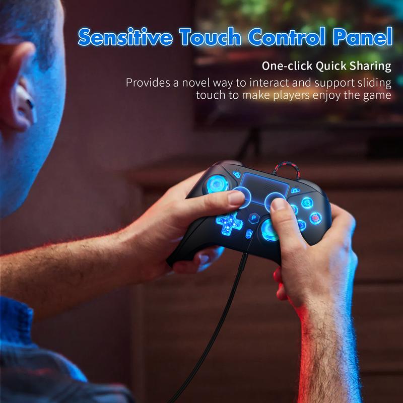 6.56Ft Game Controller for Platystation 5 - Compatibility with PS4 PC Staem, Advanced Audio, and Customizable Features for Enhanced Gaming