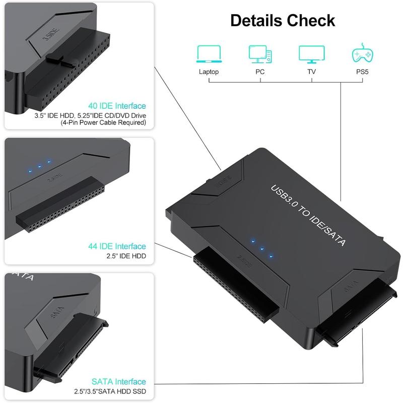 Hard Drive Reader IDE SATA to USB 3.0  USB + Type C External Hard Drive Data Ultra Recovery Converter Kit