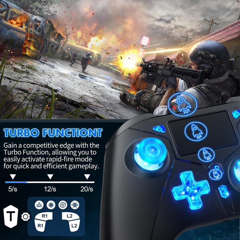 6.56Ft Game Controller for Platystation 5 - Compatibility with PS4 PC Staem, Advanced Audio, and Customizable Features for Enhanced Gaming