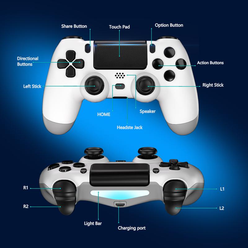 YUYIU Wireless new Controller Compatible With Ps4 Slim Pro Windows PC,With 3.5mm Audio Jack, Touch Pad, Six Axis Motion Control, Charging Cable