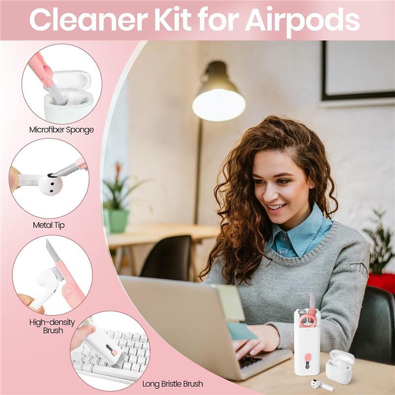 Laptop Screen Keyboard Earbud Cleaner Kit，Electronics Cleaning Tool for MacBook iPad iPhone Pro Cell Phone,airpod Cleaner kit,Computer Cleaning Tool Kit(Pink) Camera Smartphone