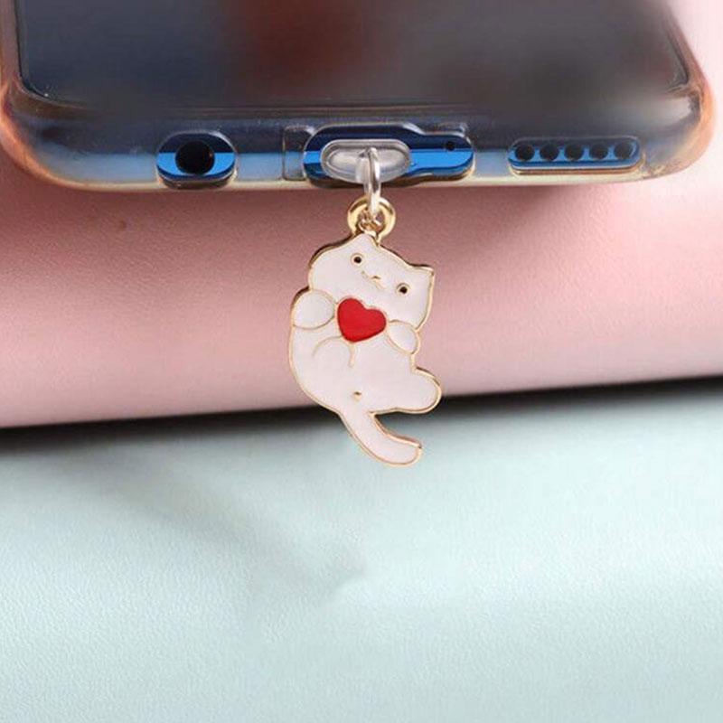 Mobile Phone Dust Plug, Dustproof Headphone Protective Plug with Cute Cat Pendant, 1 Count Cellphone Exterior Accessories for iPhone, Type-C, Android, Earphone Plug