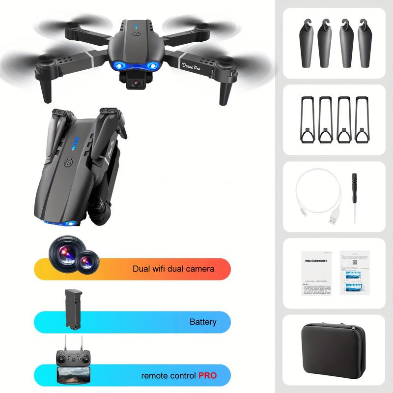 Brand new E99  Professional Remote Control Drone, featuring dual cameras, dual-folding design, and fixed-height remote control functionality. rcheli