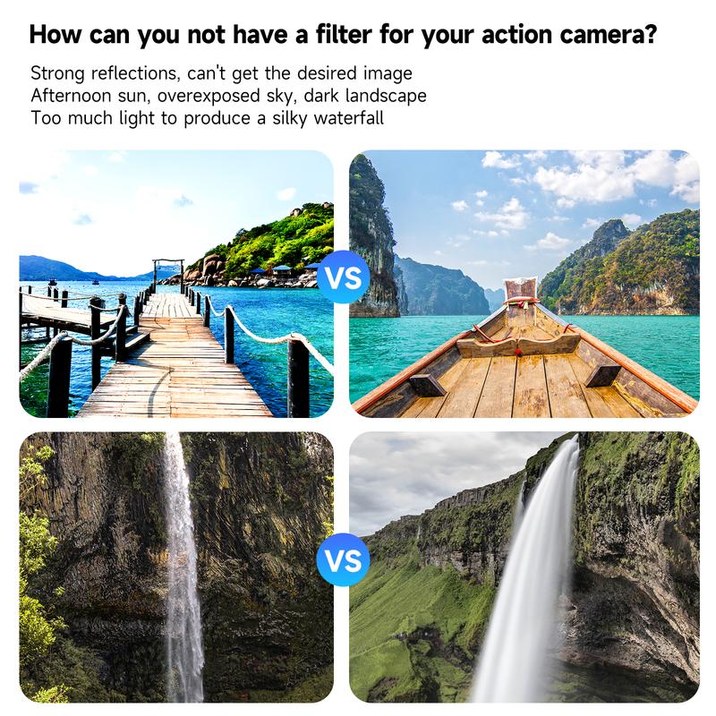 TELESIN Lens Filter Set for DJI Action 5 pro, Action 4,  Action 3 Camera Accessories,4-Pack CPL ND32 ND16 ND8 Polarizing Neutral Density HD Filter Lens Protective Protector Cover for DJI Osmo Action Accessory