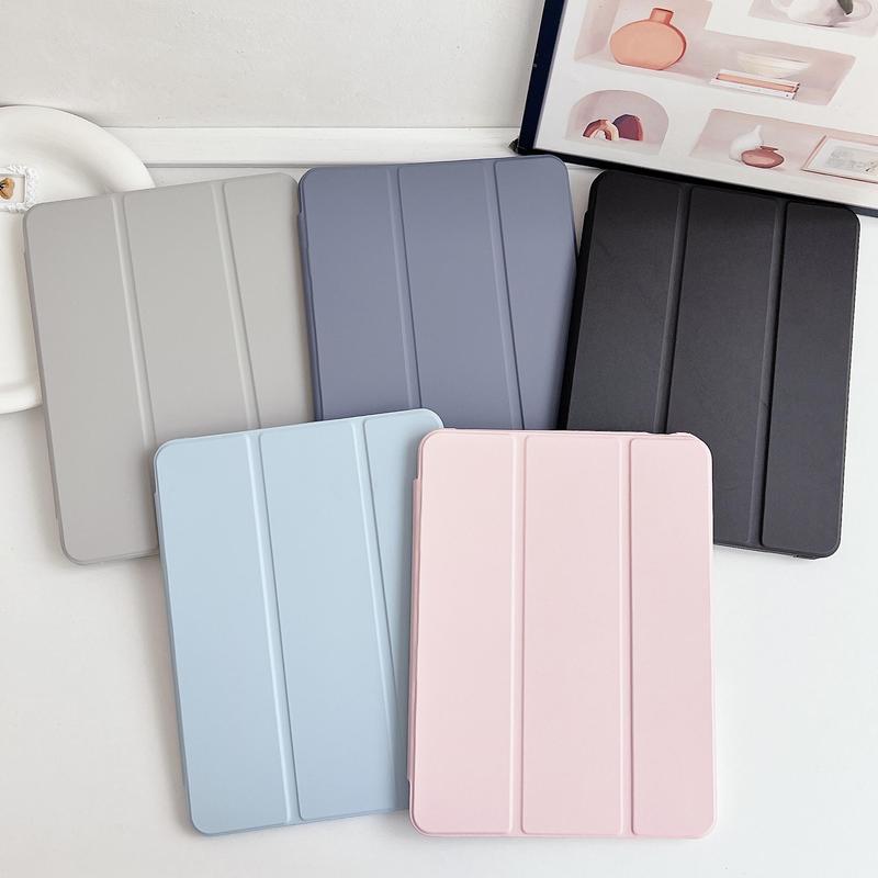 Foldable Solid Color Tablet Case with Pen Slot, 1 Count Tablet Protective Cover, Tablet & Computer Accessories Compatible with iPad Series