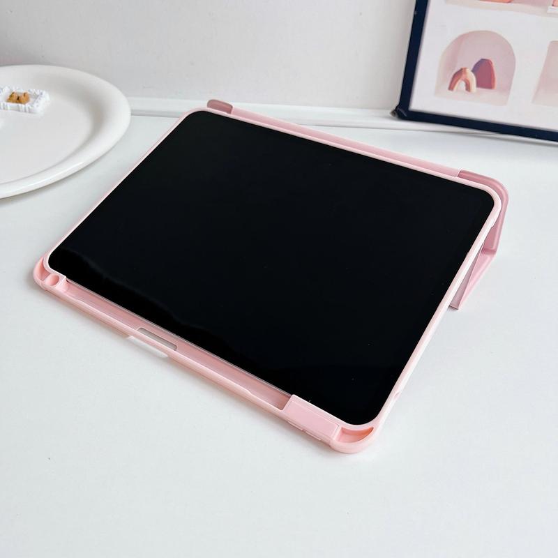 Foldable Solid Color Tablet Case with Pen Slot, 1 Count Tablet Protective Cover, Tablet & Computer Accessories Compatible with iPad Series