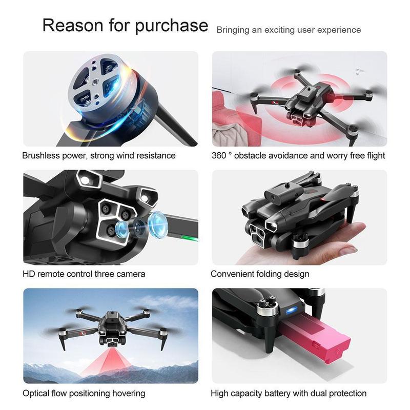 S151 Brushless Drone  8K FPV Camera Foldable Drone with Stable Altitude Hold,with Camera for Kids Adults, Gestures Selfie, Waypoint Fly, Auto-Follow, 3D Flip, One Key Start, 3 Speeds, 3 Batteries Accessories Folding drone