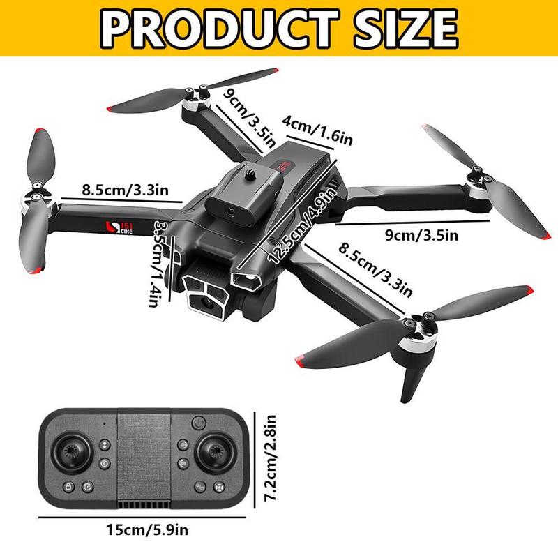 S151 Brushless Drone  8K FPV Camera Foldable Drone with Stable Altitude Hold,with Camera for Kids Adults, Gestures Selfie, Waypoint Fly, Auto-Follow, 3D Flip, One Key Start, 3 Speeds, 3 Batteries Accessories Folding drone