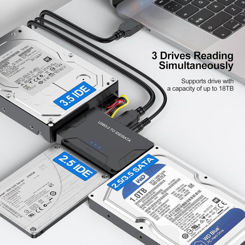 Hard Drive Reader IDE SATA to USB 3.0  USB + Type C External Hard Drive Data Ultra Recovery Converter Kit