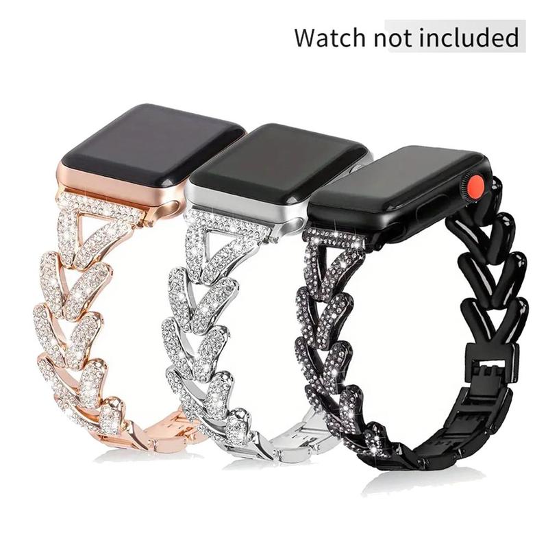 Rhinestone Decor Watch Band, 1 Count Fashionable Watch Band for Women, Replacement Smart Watch Band for Apple Watch Band 41mm 38mm 40mm 44mm 45mm 49mm 42mm