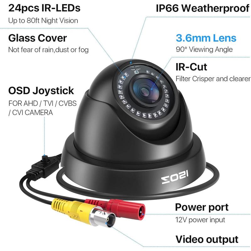 [BlackFriday] ZOSI 1080P HD Security Camera Indoor Outdoor,1920TVL 2.0MP 4-in-1 HD TVI CVI AHD CVBS CCTV Camera,Weatherproof,80ft IR Night Vision,for 960H,720P,1080P,5MP,4K Analog Home Surveillance DVR System