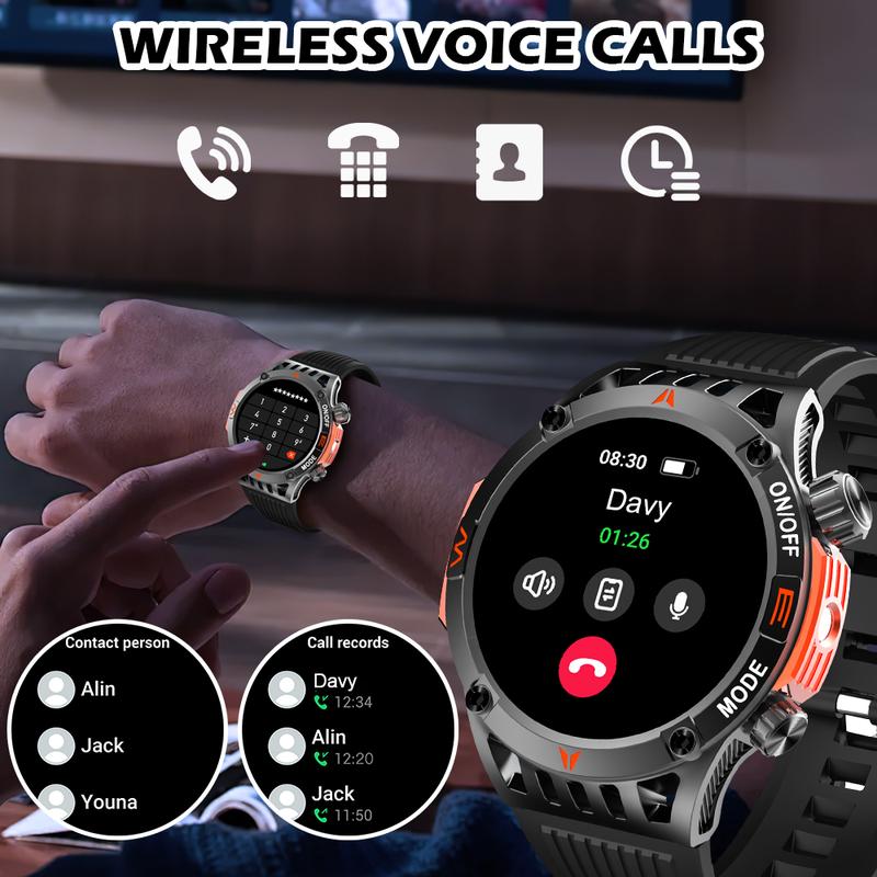 SmartWatch For Outdoor (answering making Calls), For Android  for lPhone Tactical Smartwatch From 2024, Sturdy And Durable Outdoor Fitness Tracker