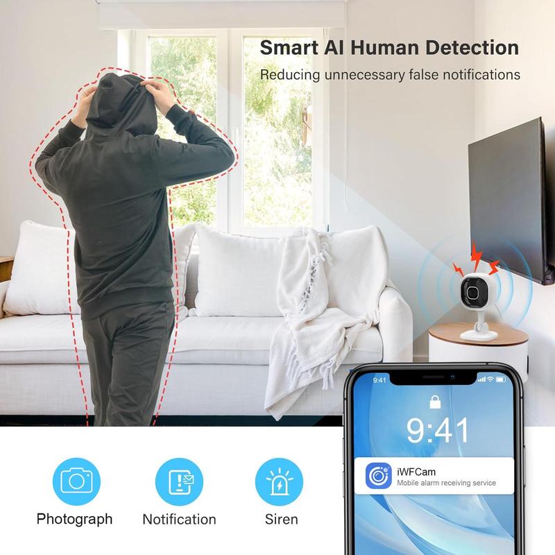 Wireless WiFi Security Camera, 1080P HD Security Camera, Plug and Play Two-way Audio Security Camera, Home Smart Camera