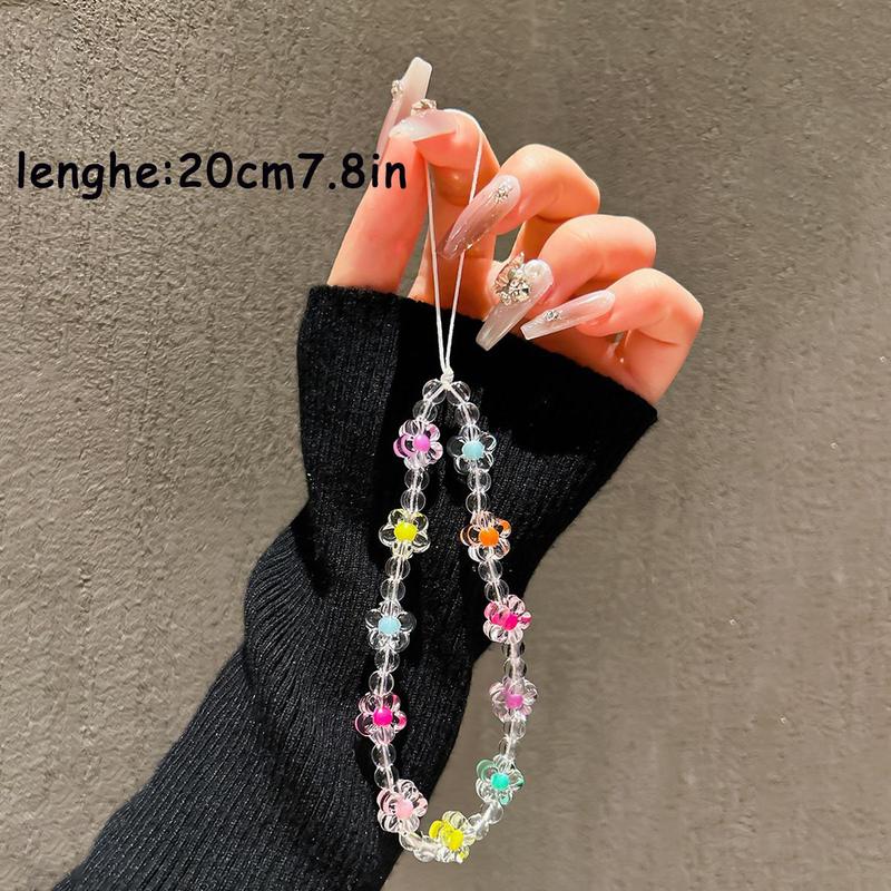 Butterfly & Flower Decor Phone Chain Kit, Cute Hand Strap for Women & Girls, Beaded Phone Lanyard for Phone Case, Anti-fall Wrist Strap for Smartphone