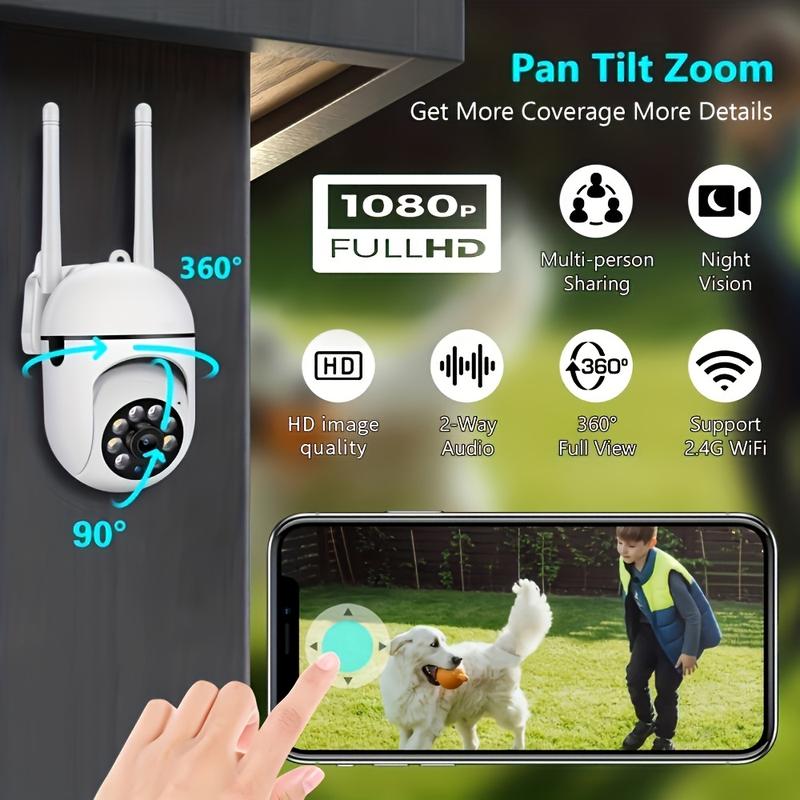 4PCS Wireless WiFi Security Camera, Ease Life APP, 1080P HD Indoor Outdoor, Color Night Vision, 2-Way Audio, 360 Pan Tilt Zoom, Motion Tracking & Detection For Home Security, Spotlight & Siren