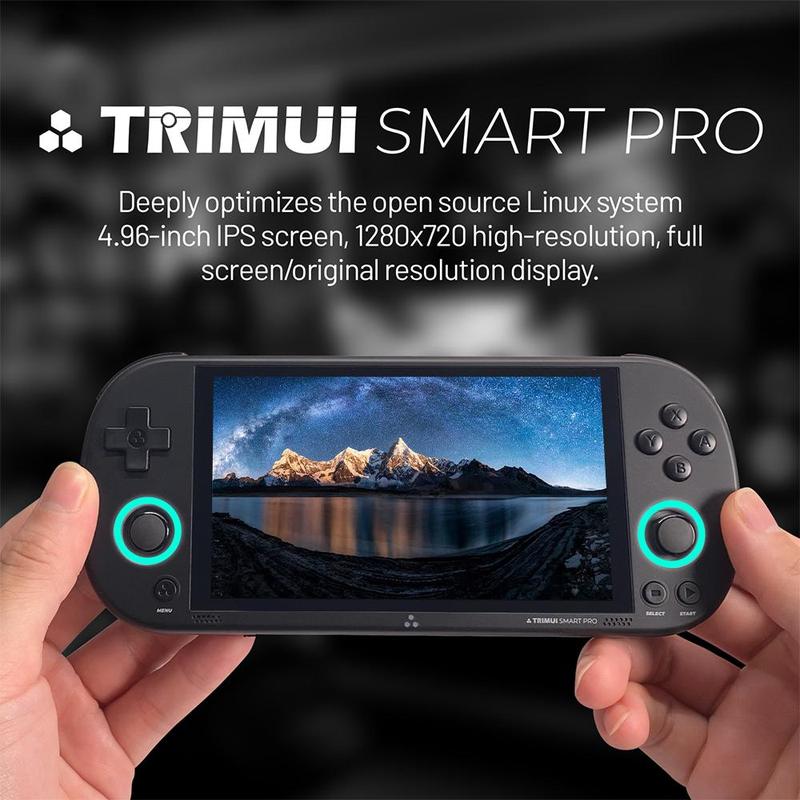 TRIMUI Smart Pro Handheld Game Console, 1 Count 4.96 Inch IPS Full Fit Screen 1280*720 Resolution Game Console, Gift for Friend, Game Peripherals