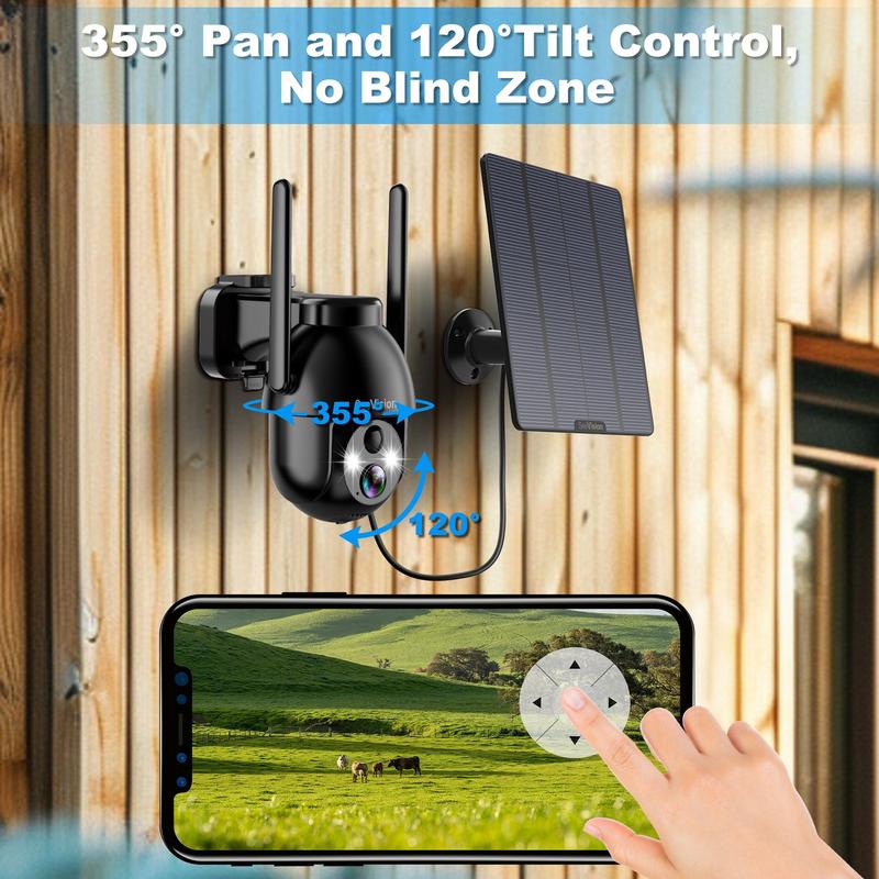 Seevision 4G LTE Solar Security Cameras Wireless Outdoor, Solar Powered 3MP Camera 2K Security Camera for No WiFi, PIR Motion Detection,Siren,Color Night Vision, SD Cloud Storage (SIM Card Included)