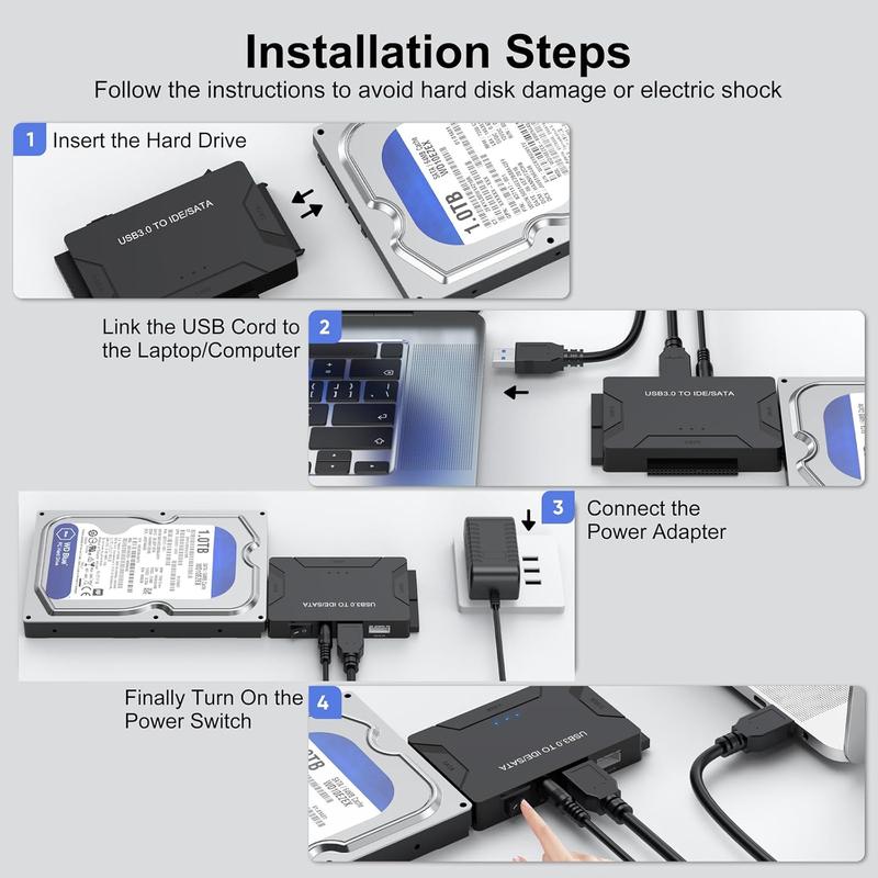 Hard Drive Reader IDE SATA to USB 3.0  USB + Type C External Hard Drive Data Ultra Recovery Converter Kit