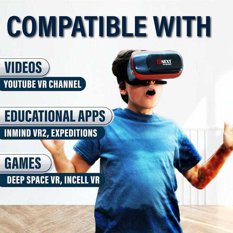 VR Headset Compatible with iPhone & Android - Universal Virtual Reality Goggles for Kids & Adults - Mobile Smartphone Wearable Games