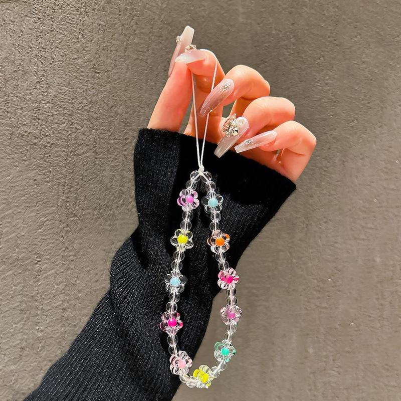 Butterfly & Flower Decor Phone Chain Kit, Cute Hand Strap for Women & Girls, Beaded Phone Lanyard for Phone Case, Anti-fall Wrist Strap for Smartphone