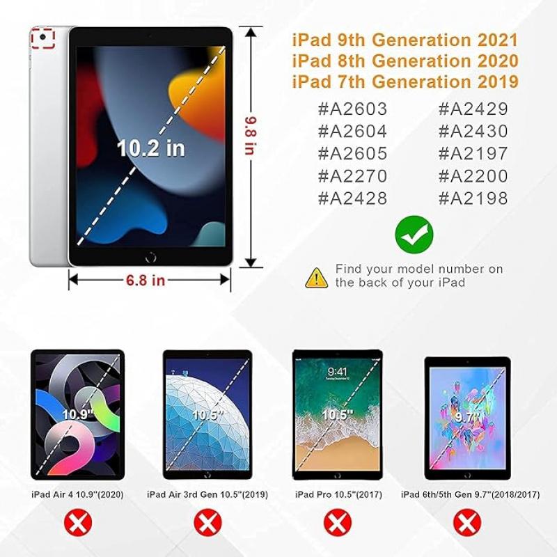 Kids Case for New iPad 10.2 2021 2020 2019 - iPad 9th 8th 7th Generation Case for Kids, with Built-in Screen Protector, Shockproof Handle Stand Kids Case for iPad 10.2