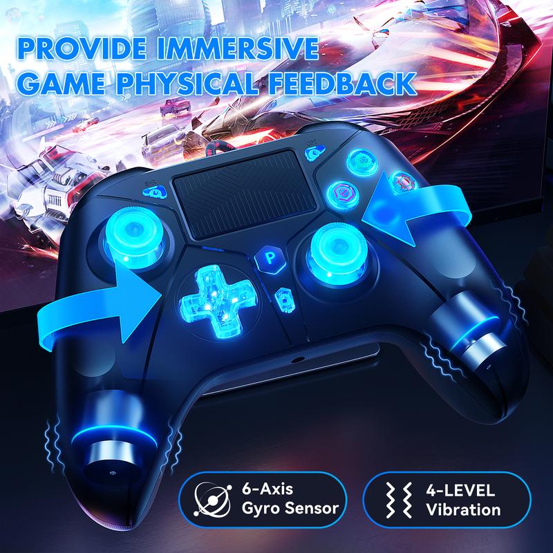 6.56Ft Game Controller for Platystation 5 - Compatibility with PS4 PC Staem, Advanced Audio, and Customizable Features for Enhanced Gaming