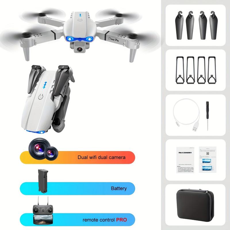 Brand new E99  Professional Remote Control Drone, featuring dual cameras, dual-folding design, and fixed-height remote control functionality. rcheli